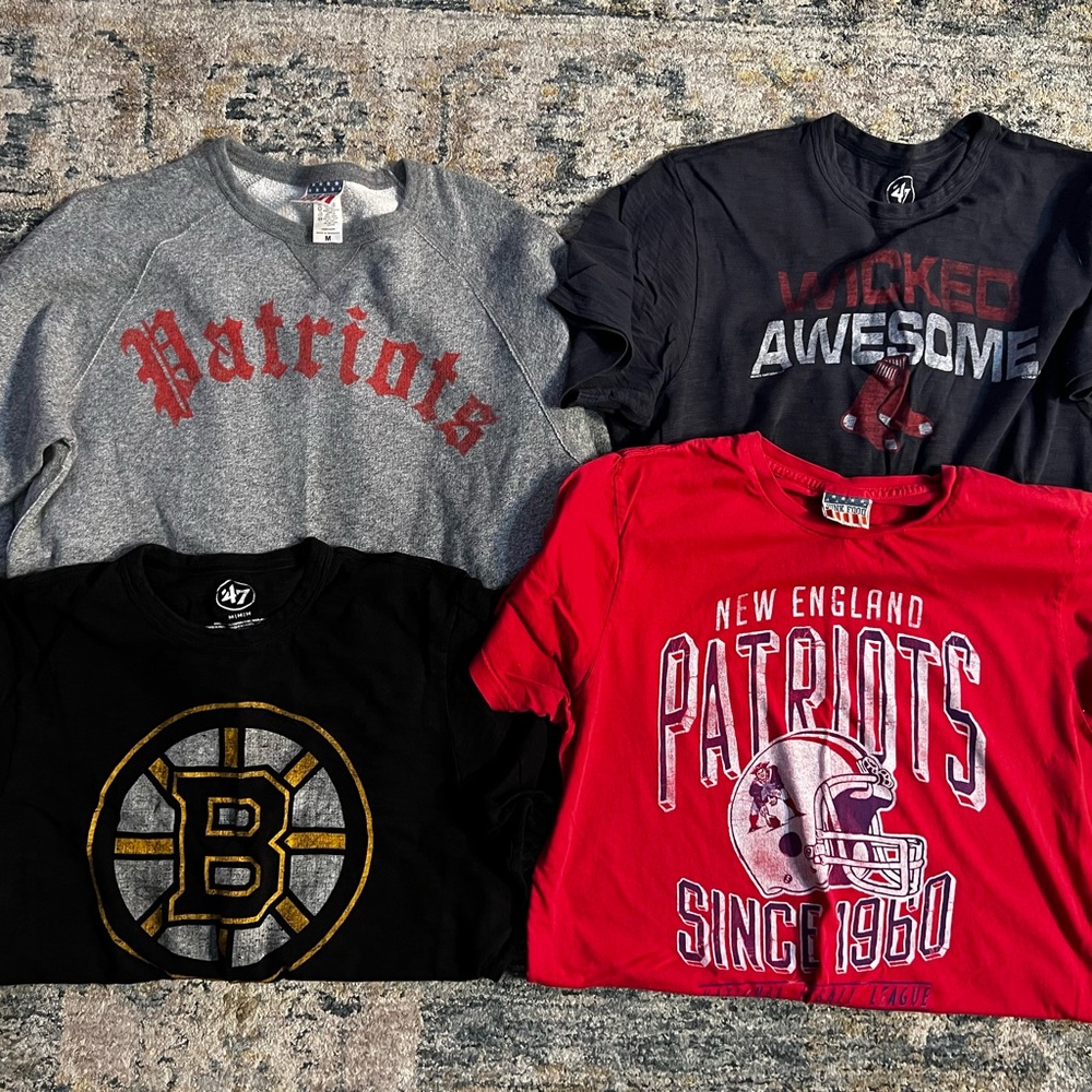 Boston Sports Fan Bundle Patriots Red Sox Bruins Four Items Men’s Sizes
